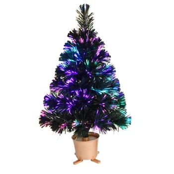 24 Zelena Pre osvijetljeni Mini Fiber-Optička Klupa-Umjetno Božićno Drvce s led žaruljama zlatno postolje Božićni Stol božićno drvce