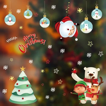 Božićne Naljepnice za Prozore, Slatka Djed Mraz, Jelen, Medvjed, Elf, Naljepnice za Prozore za Kućnu Svečane Dekoracije 2021 Nova Godina