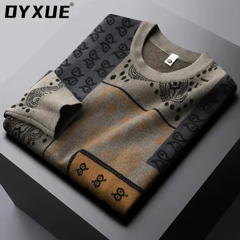 DYXUE High-End Brand Suite Trend indijski Orah Cvijet Okrugli Izrez Džemper Muški 2022 Jesen Zima Novi Korejski Mladih Topli Pulover