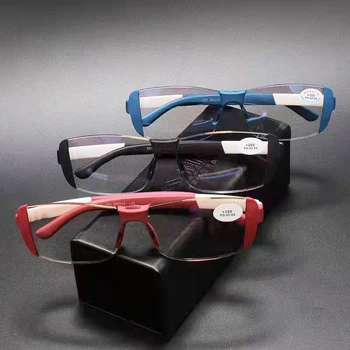 Magnetska Terapija Naočale Za Čitanje Rimless Anti-Plave Bifokalne Naočale Za Muškarce I Žene TR Dvostruko Svjetlo Modne Naočale Za Dalekovidnost